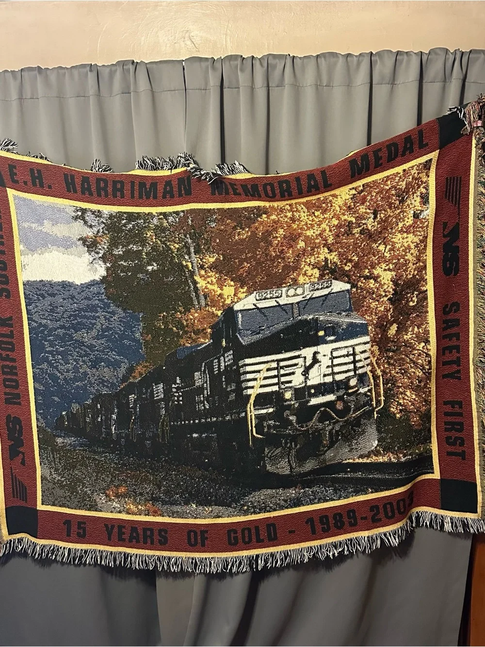 Railroad Norfolk Southern Train Tapestry Wall Hanging - Brown, Black, Gold